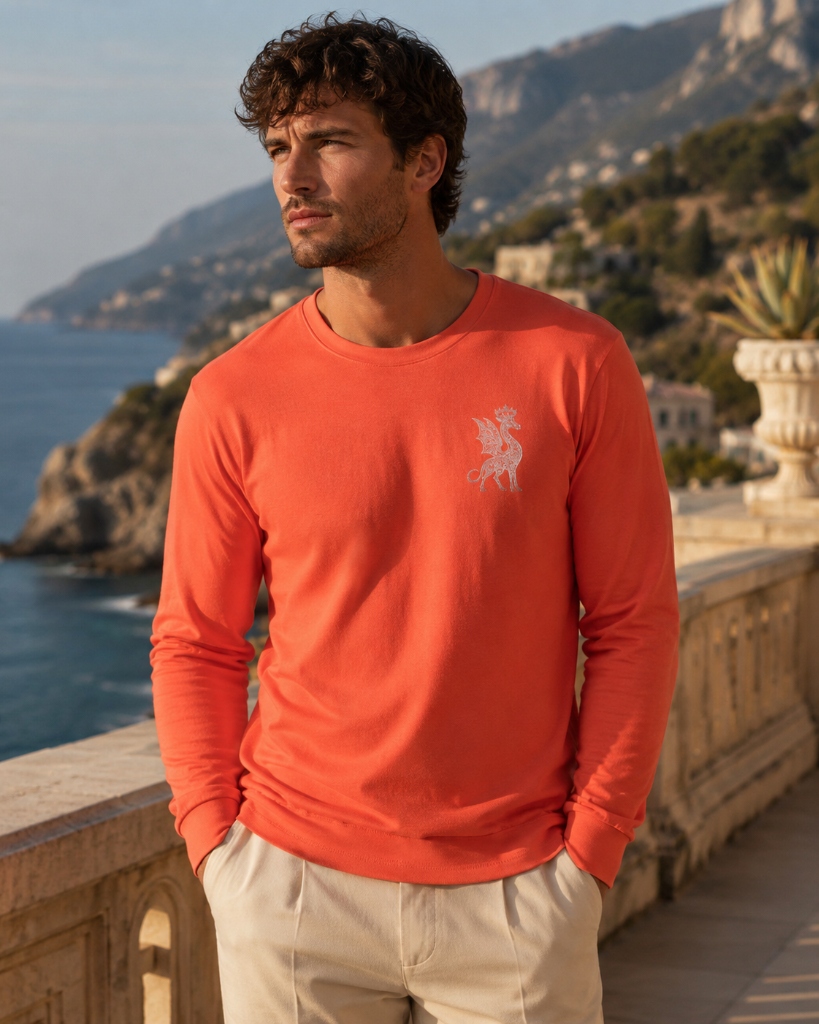 MEDITERRANEAN ORANGE COTTON FLEECE.
