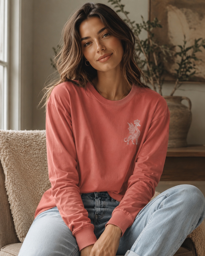 Embroidered Chest Giragon Hoodie — Minimal Crest Fleece Pullover