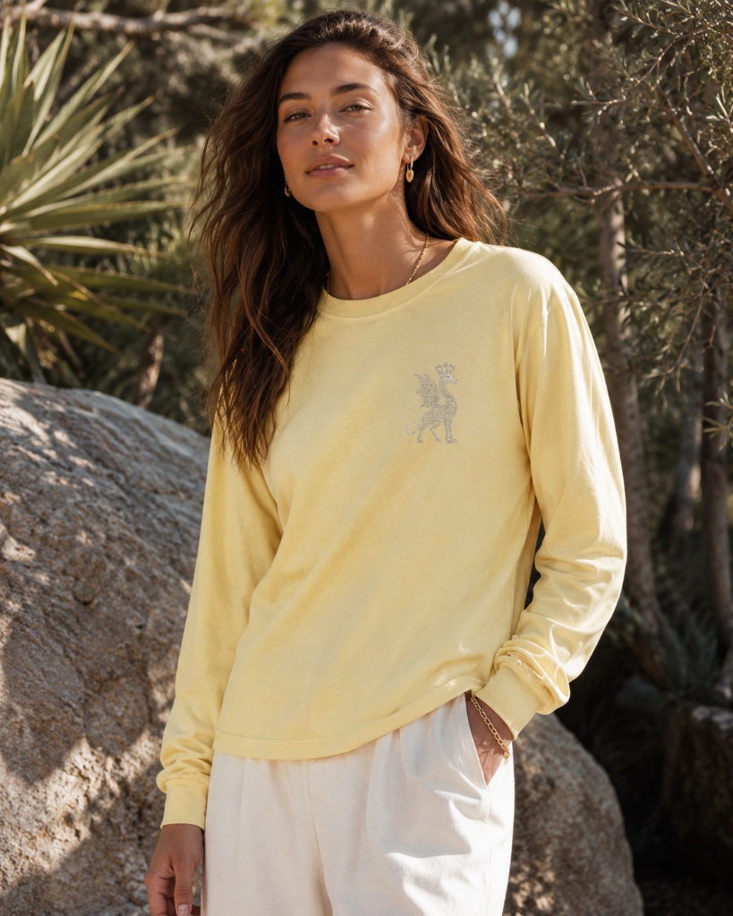 Embroidered Chest Giragon Hoodie — Minimal Crest Fleece Pullover angle detail